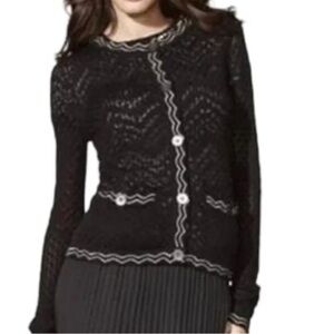 MISSONI for Target button front cardigan sweater loose knit black cream medium